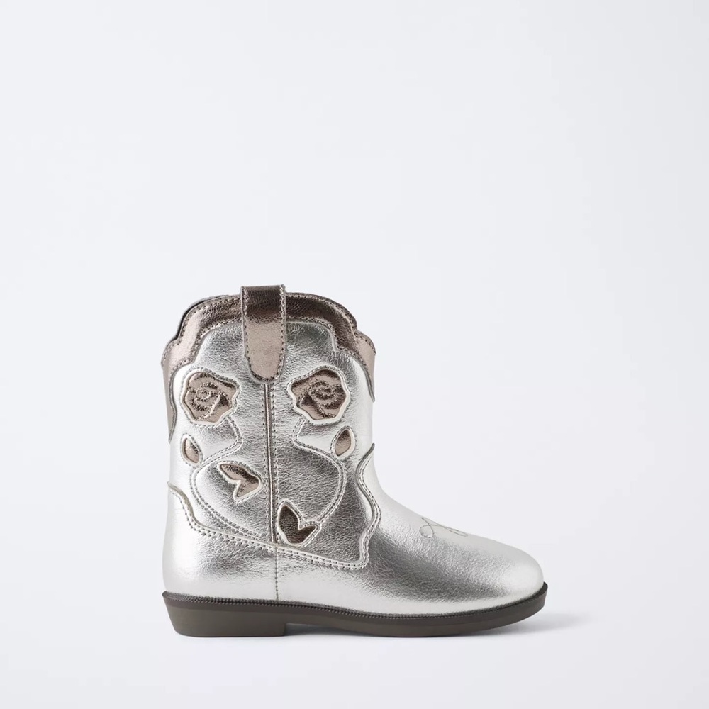 Zara Kids Silver Floral Boots